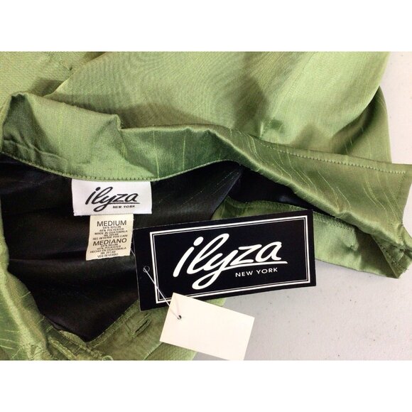 Ilyza Satin Green Blouse Shirt Womens Medium New - Picture 7 of 7